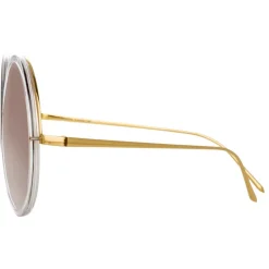 Linda Farrow - 457 C31 Round Sunglasses - Clear Gold - Linda Farrow Eyewear - Avvenice