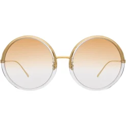 Linda Farrow - 457 C31 Round Sunglasses - Clear Gold - Linda Farrow Eyewear - Avvenice