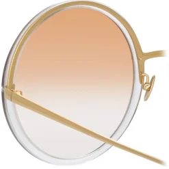 Linda Farrow - 457 C31 Round Sunglasses - Clear Gold - Linda Farrow Eyewear - Avvenice