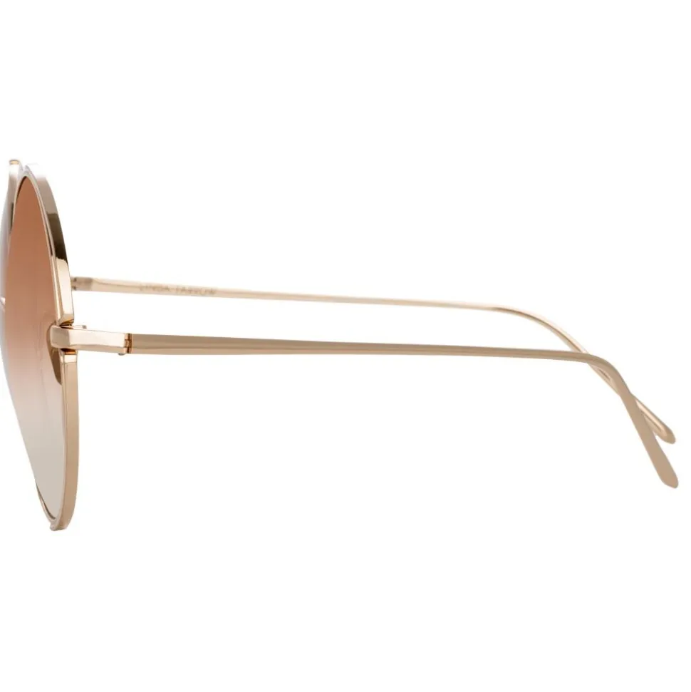 Linda Farrow - 816 C7 Round Sunglasses - Light Gold - Linda Farrow Eyewear - Avvenice