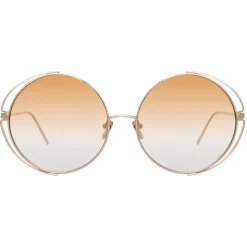 Linda Farrow - 816 C7 Round Sunglasses - Light Gold - Linda Farrow Eyewear - Avvenice