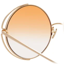 Linda Farrow - 816 C7 Round Sunglasses - Light Gold - Linda Farrow Eyewear - Avvenice