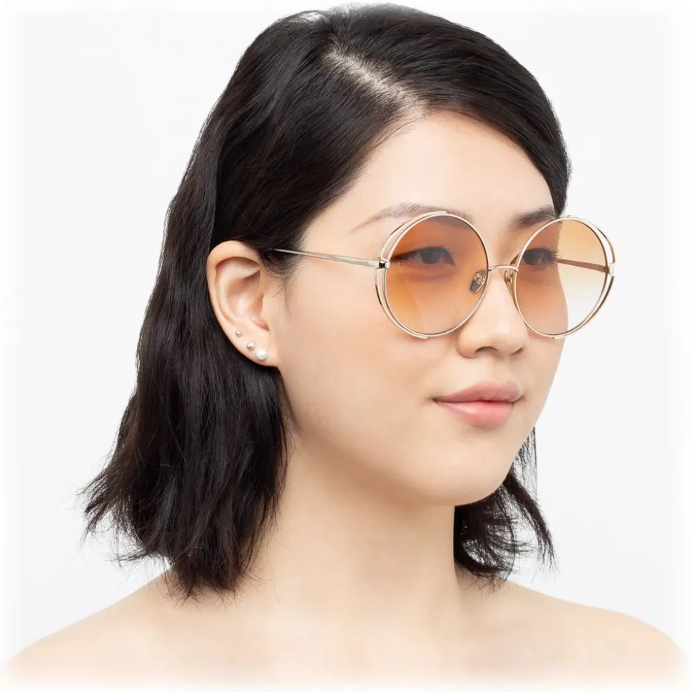 Linda Farrow - 816 C7 Round Sunglasses - Light Gold - Linda Farrow Eyewear - Avvenice