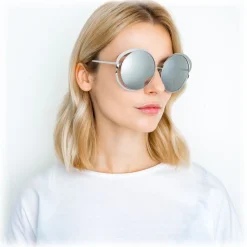 Linda Farrow - 660 C2 Round Sunglasses - White Gold - Linda Farrow Eyewear - Avvenice