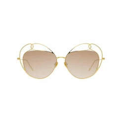 Linda Farrow - 853 C4 Round Sunglasses - Yellow Gold - Linda Farrow Eyewear - Avvenice