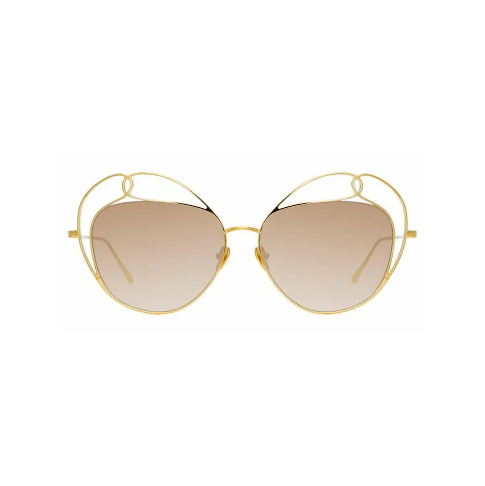 Linda Farrow - 853 C4 Round Sunglasses - Yellow Gold - Linda Farrow Eyewear - Avvenice