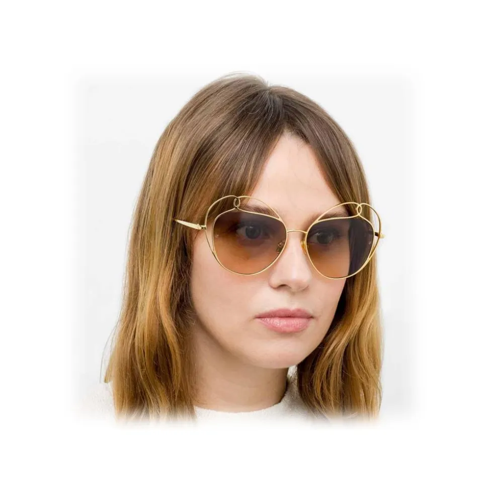 Linda Farrow - 853 C4 Round Sunglasses - Yellow Gold - Linda Farrow Eyewear - Avvenice