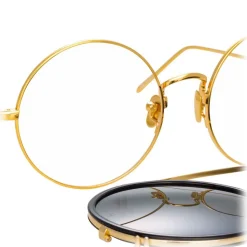 Linda Farrow - 741 C1 Round Sunglasses - Black & Gold - Linda Farrow Eyewear - Avvenice