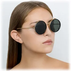 Linda Farrow - 741 C1 Round Sunglasses - Black & Gold - Linda Farrow Eyewear - Avvenice