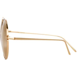 Linda Farrow - 816 C1 Round Sunglasses - Yellow Gold - Linda Farrow Eyewear - Avvenice