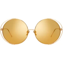 Linda Farrow - 816 C1 Round Sunglasses - Yellow Gold - Linda Farrow Eyewear - Avvenice