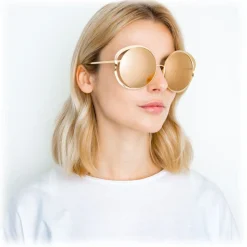 Linda Farrow - 660 C1 Round Sunglasses - Yellow Gold - Linda Farrow Eyewear - Avvenice