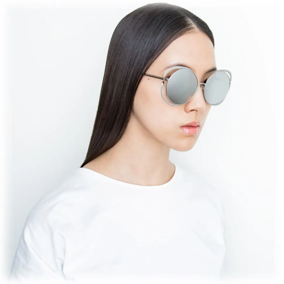 Linda Farrow - 659 C2 Round Sunglasses - White Gold - Linda Farrow Eyewear - Avvenice