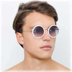 Linda Farrow - 239 C68 Round Sunglasses - White - Linda Farrow Eyewear - Avvenice