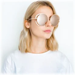 Linda Farrow - 660 C3 Round Sunglasses - Full Rose Gold - Linda Farrow Eyewear - Avvenice