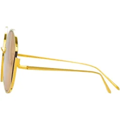Linda Farrow - 851 C1 Round Sunglasses - Yellow Gold - Linda Farrow Eyewear - Avvenice