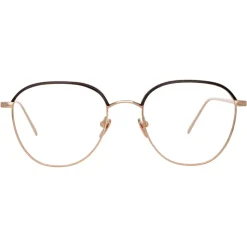 Linda Farrow - 819 C10 Square Optical Frames - Optical Lens in Rose Gold Frame - Linda Farrow Eyewear - Avvenice