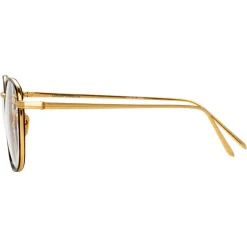Linda Farrow - 719 C2 Square Optical Frames - Yellow Gold & Tortoiseshell - Linda Farrow Eyewear - Avvenice