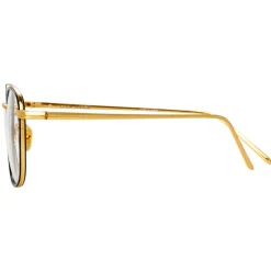 Linda Farrow - 719 C1 Square Optical Frames - Yellow Gold & Black - Linda Farrow Eyewear - Avvenice