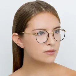 Linda Farrow - 719 C1 Square Optical Frames - Yellow Gold & Black - Linda Farrow Eyewear - Avvenice