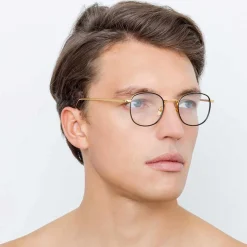 Linda Farrow - 719 C1 Square Optical Frames - Yellow Gold & Black - Linda Farrow Eyewear - Avvenice