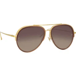 Linda Farrow - Abel Aviator Sunglasses in Brown - LFL1118C3SUN - Linda Farrow Eyewear - Avvenice