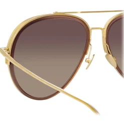 Linda Farrow - Abel Aviator Sunglasses in Brown - LFL1118C3SUN - Linda Farrow Eyewear - Avvenice