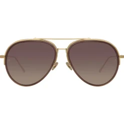 Linda Farrow - Abel Aviator Sunglasses in Brown - LFL1118C3SUN - Linda Farrow Eyewear - Avvenice