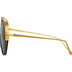 Linda Farrow - Abel Aviator Sunglasses in Black Yellow Gold - LFL1118C1SUN - Linda Farrow Eyewear - Avvenice