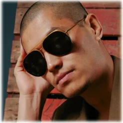 Linda Farrow - Abel Aviator Sunglasses in Black Yellow Gold - LFL1118C1SUN - Linda Farrow Eyewear - Avvenice