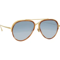 Linda Farrow - Abel Aviator Sunglasses in Horn - LFL1118C4SUN - Linda Farrow Eyewear - Avvenice