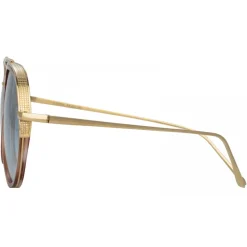 Linda Farrow - Abel Aviator Sunglasses in Horn - LFL1118C4SUN - Linda Farrow Eyewear - Avvenice
