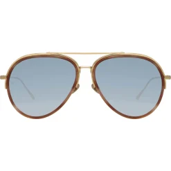 Linda Farrow - Abel Aviator Sunglasses in Horn - LFL1118C4SUN - Linda Farrow Eyewear - Avvenice