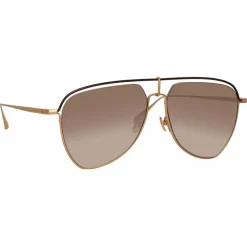 Linda Farrow - Alma Aviator Sunglasses in Rose Gold - LFL1205C2SUN - Linda Farrow Eyewear - Avvenice