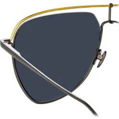 Linda Farrow - Alma Aviator Sunglasses in Nickel - LFL1205C3SUN - Linda Farrow Eyewear - Avvenice