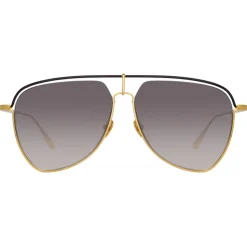 Linda Farrow - Alma Aviator Sunglasses in Yellow Gold - LFL1205C1SUN - Linda Farrow Eyewear - Avvenice