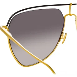 Linda Farrow - Alma Aviator Sunglasses in Yellow Gold - LFL1205C1SUN - Linda Farrow Eyewear - Avvenice