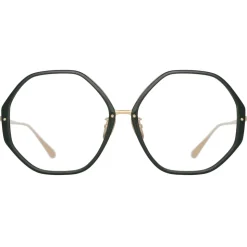 Linda Farrow - Alona Hexagon Optical Glasses in Green - LFL901C23OPT - Linda Farrow Eyewear - Avvenice