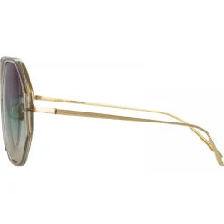 Linda Farrow - Alona Hexagon Sunglasses in Truffle - LFLC901C7SUN - Linda Farrow Eyewear - Avvenice