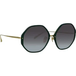 Linda Farrow - Alona Hexagon Sunglasses in Green - LFL901C21SUN - Linda Farrow Eyewear - Avvenice