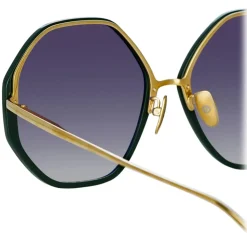Linda Farrow - Alona Hexagon Sunglasses in Green - LFL901C21SUN - Linda Farrow Eyewear - Avvenice