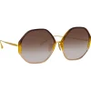 Linda Farrow - Alona Hexagon Sunglasses in Gradient Brown - LFL901C22SUN - Linda Farrow Eyewear - Avvenice