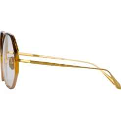Linda Farrow - Alona Hexagon Optical Glasses in Brown Gradient - LFL901C24OPT - Linda Farrow Eyewear - Avvenice