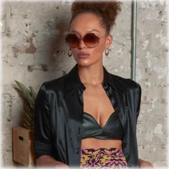 Linda Farrow - Alona Oversized Sunglasses in Brown - LFLC901C7SUN - Linda Farrow Eyewear - Avvenice