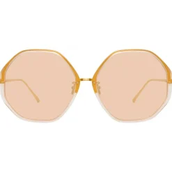 Linda Farrow - Alona Oversized Sunglasses in Peach - LFL901C6SUN - Linda Farrow Eyewear - Avvenice