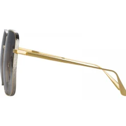 Linda Farrow - Andoa Squared Sunglasses in Yellow Gold Grey Gradient - LFL1254C2SUN - Linda Farrow Eyewear - Avvenice