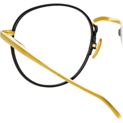 Linda Farrow - Anton Oval Optical Glasses in Yellow Gold Black - LFL1230C1OPT - Linda Farrow Eyewear - Avvenice