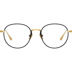 Linda Farrow - Anton Oval Optical Glasses in Yellow Gold Black - LFL1230C1OPT - Linda Farrow Eyewear - Avvenice