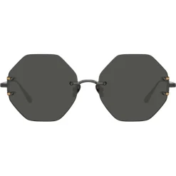 Linda Farrow - Arua Hexagon Sunglasses in Nickel - LFL1267C4SUN - Linda Farrow Eyewear - Avvenice