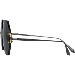 Linda Farrow - Arua Hexagon Sunglasses in Nickel - LFL1267C4SUN - Linda Farrow Eyewear - Avvenice